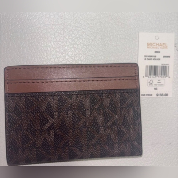 NWT Michael Kors Reed Large Card Holder in Brown NWT $188 retail - Picture 2 of 5